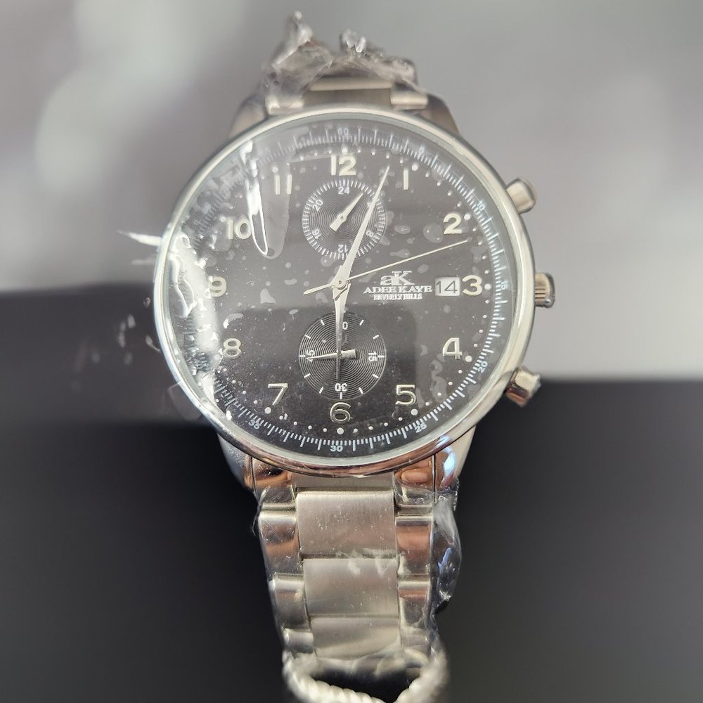 ADEE KAYE AK7501-M Men's Quartz Watch - Refined Silver-Tone with Bold Black Dial
